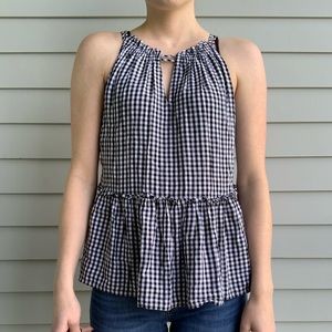 Women’s LOFT Gingham Black/White Tank Eyelet Back